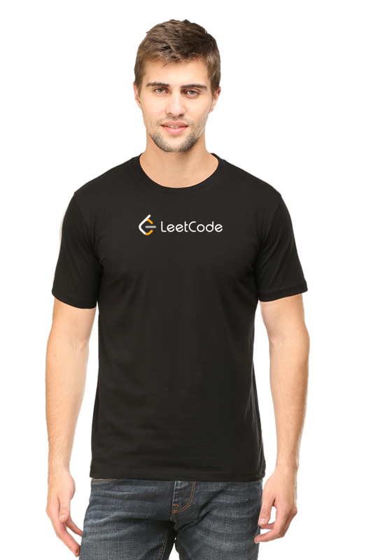 Premium Leetcode White logo T-shirt | Round Neck Half Sleeve | 100% Cotton